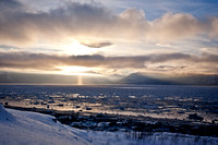 Sun Ray over the small town of Hope, Alaska.