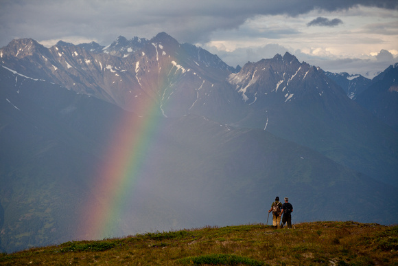Hikers descend into Knik River Valley